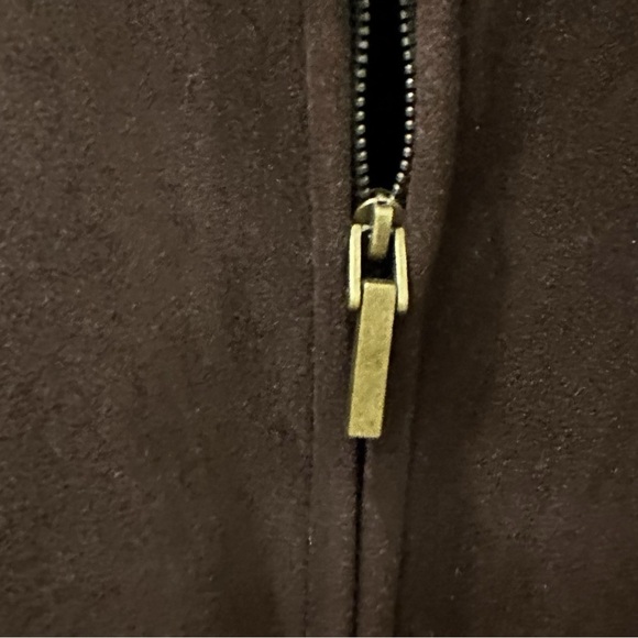 Talbots Brown Suede Vest with Stand-Up Collar - Picture 3 of 6